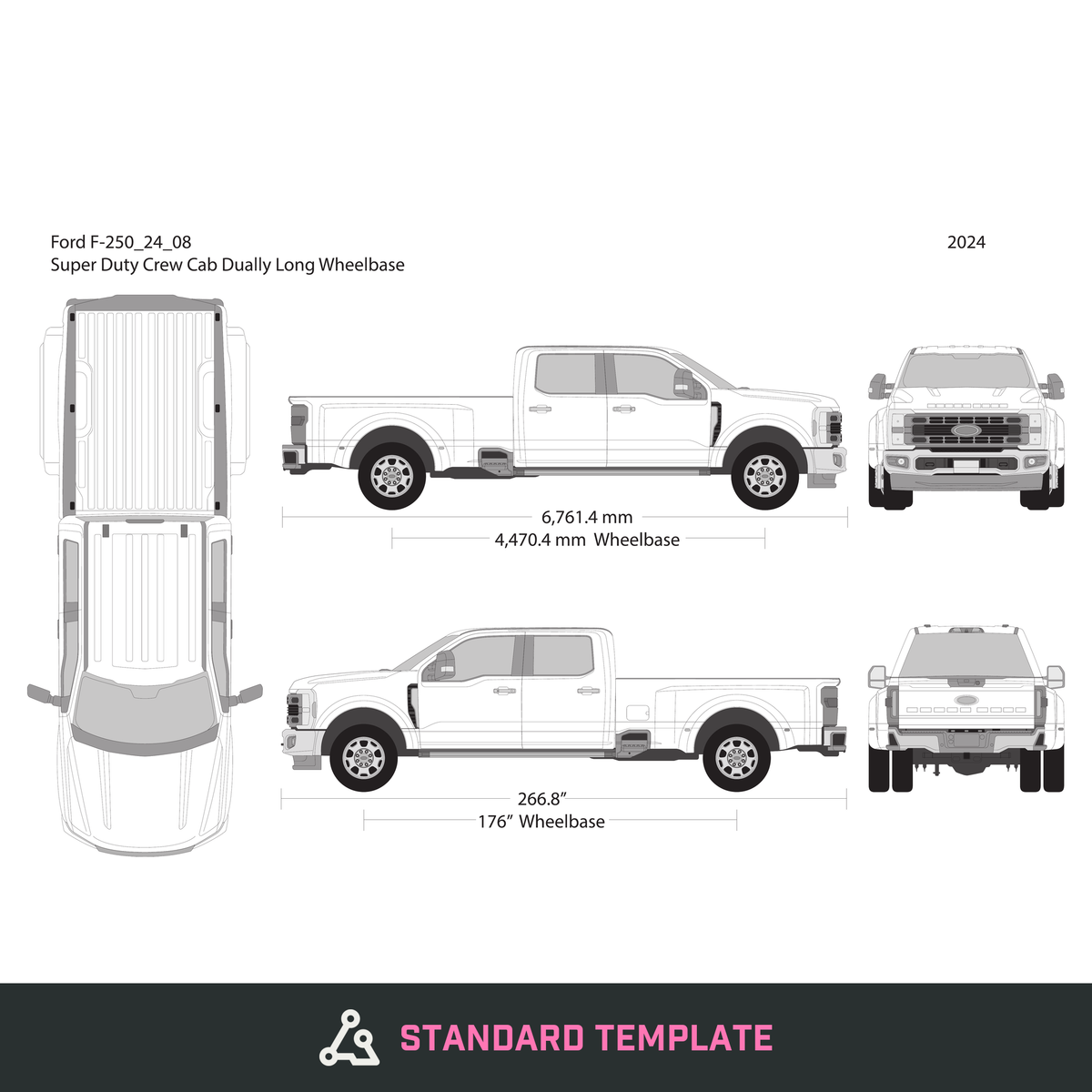 2024 Ford F-250 vector wrap template V08, Design-Ready PDF - GravBase