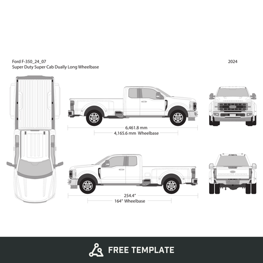 2024 Ford F-350 free vector vehicle wrap template - GravBase