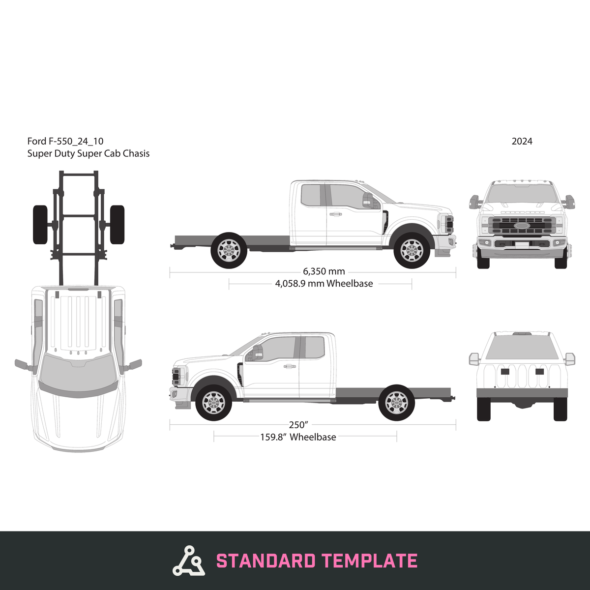 2024 Ford F-550 vector wrap template V10, Design-Ready PDF - GravBase
