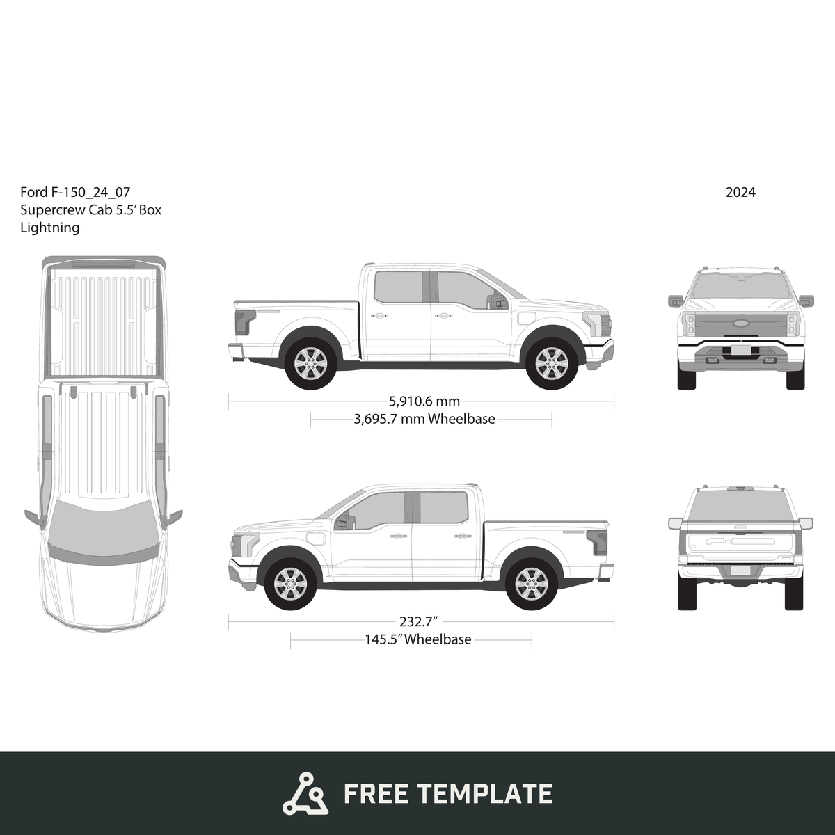 2024 Ford Lightning free vector vehicle wrap template - GravBase
