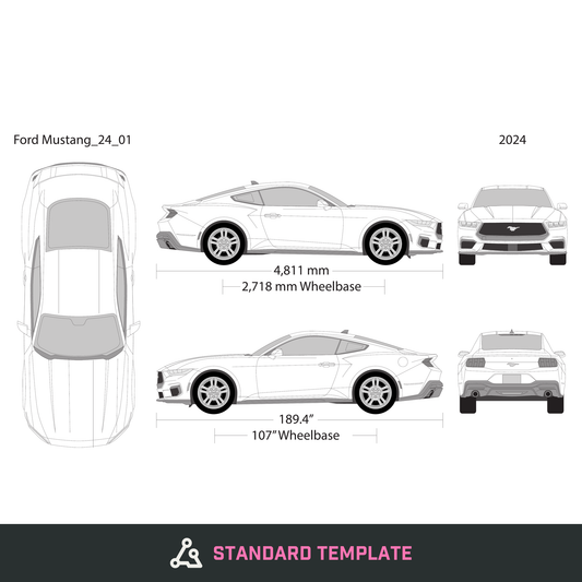 2024 Ford Mustang vector wrap template, Design-Ready PDF - GravBase