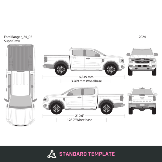 2024 Ford Ranger vector wrap template, Design-Ready PDF - GravBase