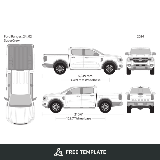 2024 Ford Ranger free vector vehicle wrap template - GravBase