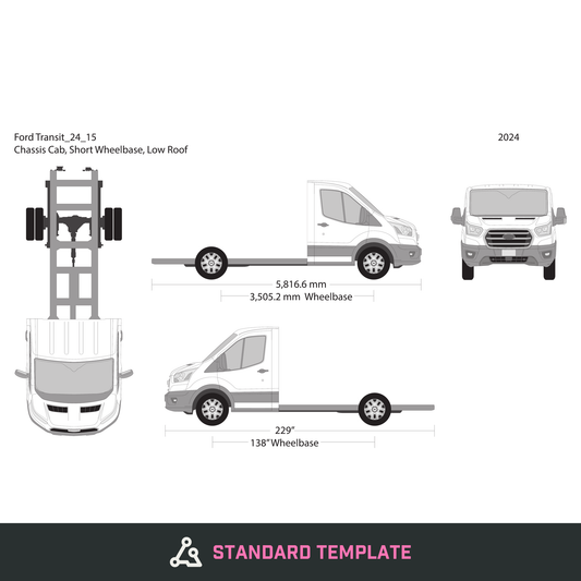 2024 Ford Transit Chassis vector wrap template V15, Design-Ready PDF - GravBase