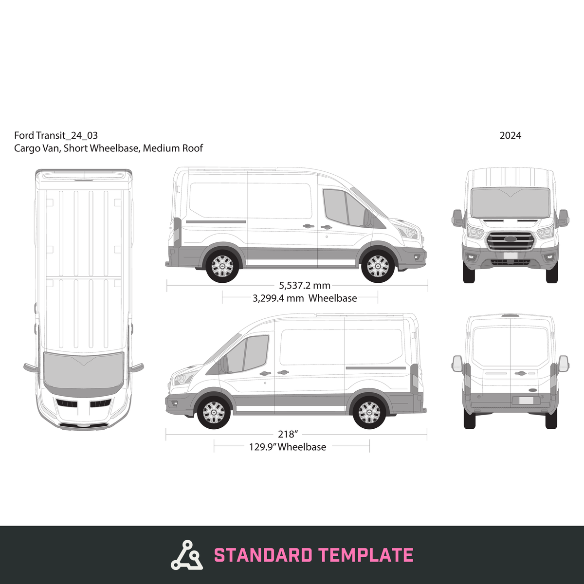 2024 Ford Transit Sliding Doors vector wrap template V03, Design-Ready PDF - GravBase