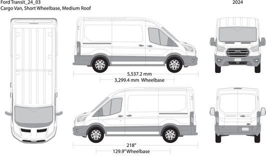 2024 Ford Transit Sliding Doors V03 Vehicle Wrap Template