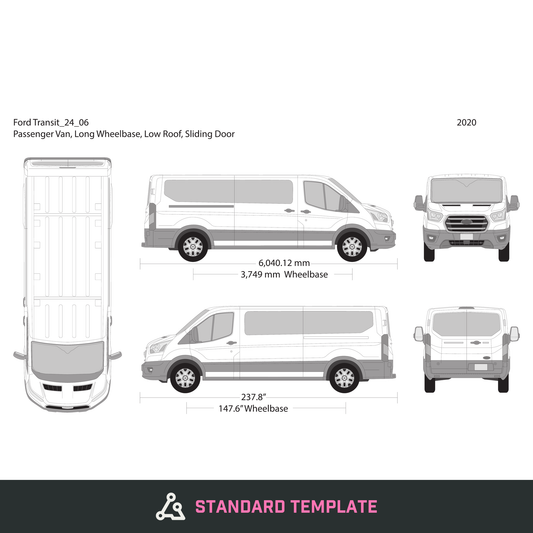 2024 Ford Transit Sliding Doors vector wrap template V06, Design-Ready PDF - GravBase
