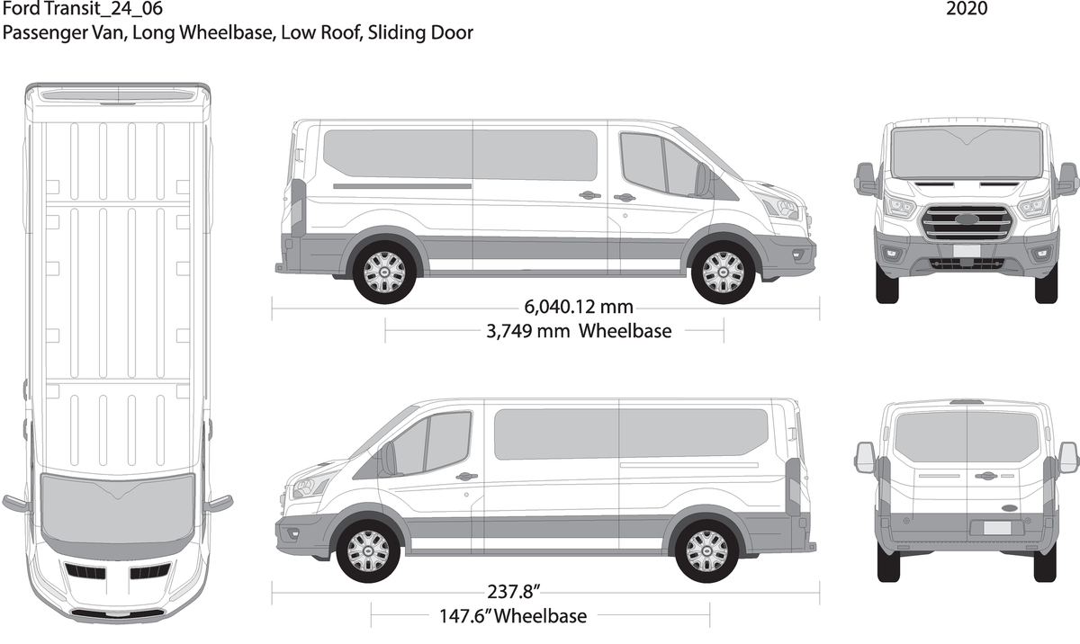 2024 Ford Transit Sliding Doors V06 Vehicle Wrap Template