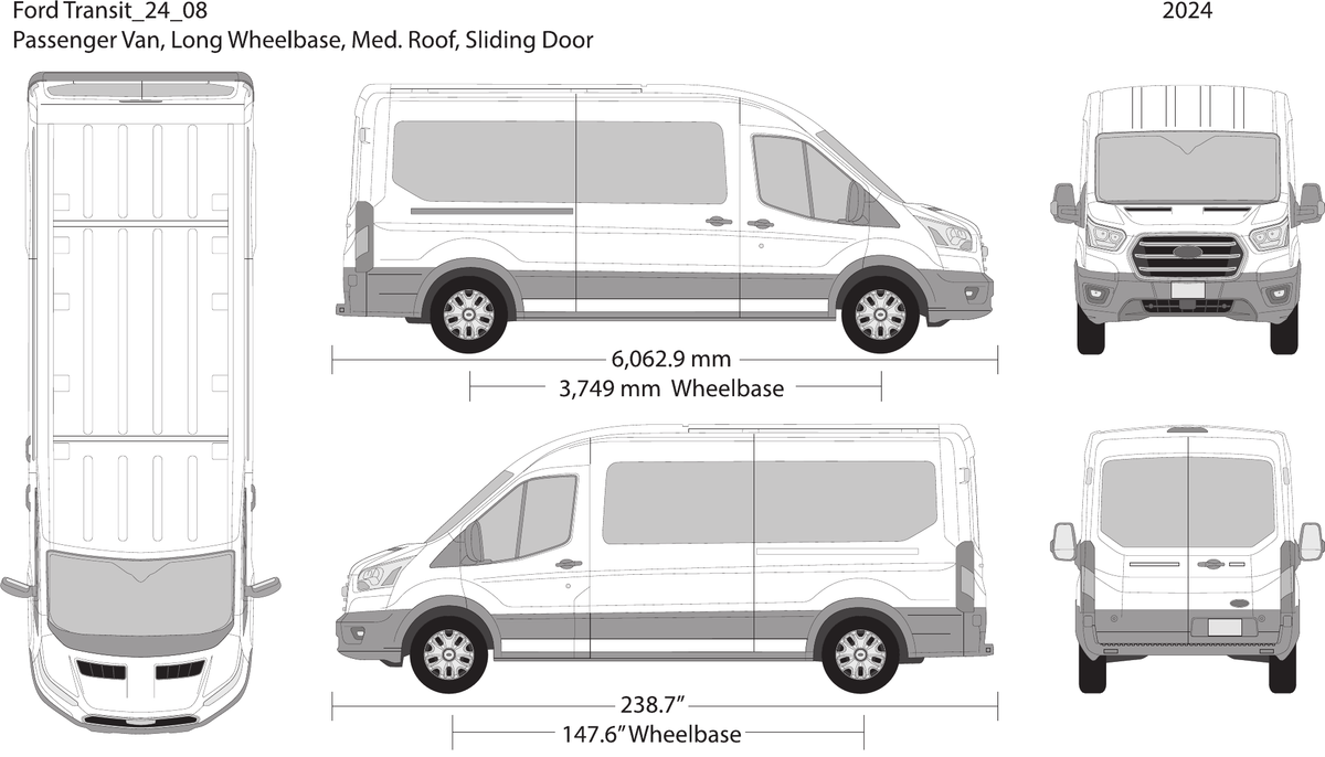 2024 Ford Transit Sliding Doors vector wrap template V08, Design-Ready PDF - GravBase