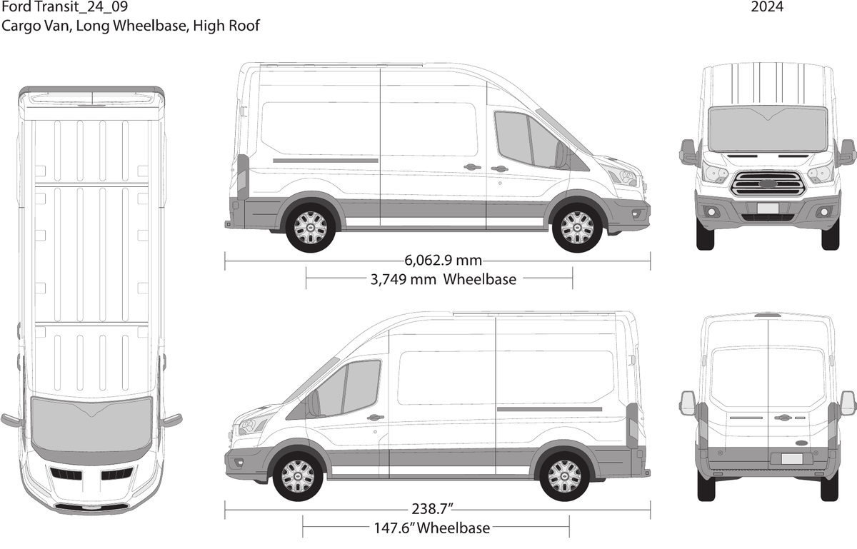 2024 Ford Transit Sliding Doors vector wrap template V09, Design-Ready PDF - GravBase
