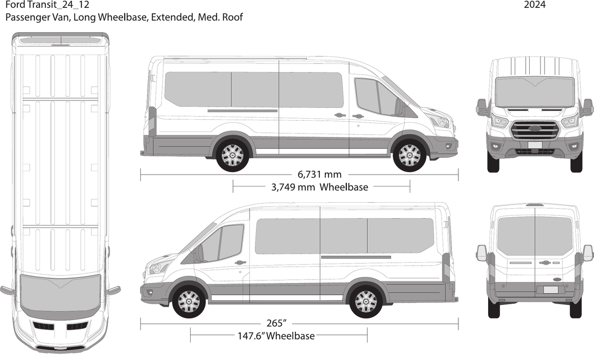 2024 Ford Transit Sliding Doors vector wrap template V12, Design-Ready PDF - GravBase