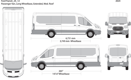 2024 Ford Transit Sliding Doors V12 Vehicle Wrap Template