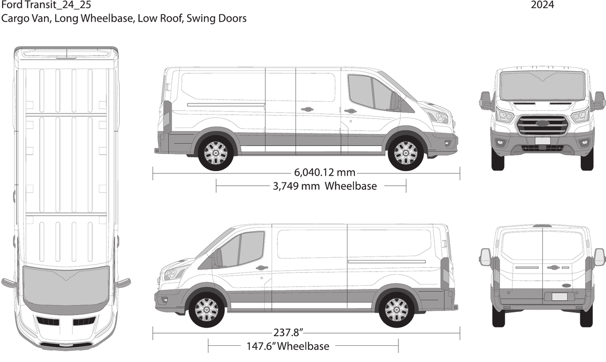 2024 Ford Transit Swing Doors vector wrap template V25, Design-Ready PDF - GravBase