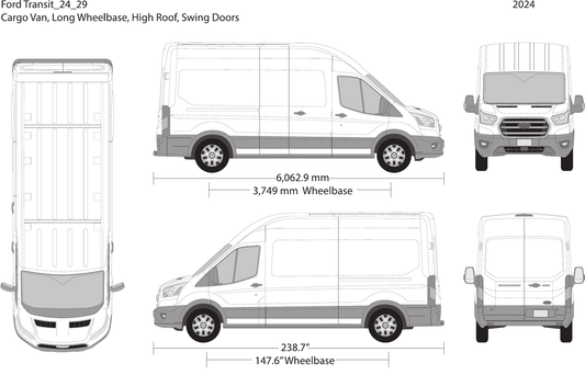 2024 Ford Transit Swing Doors vector wrap template V29, Design-Ready PDF - GravBase