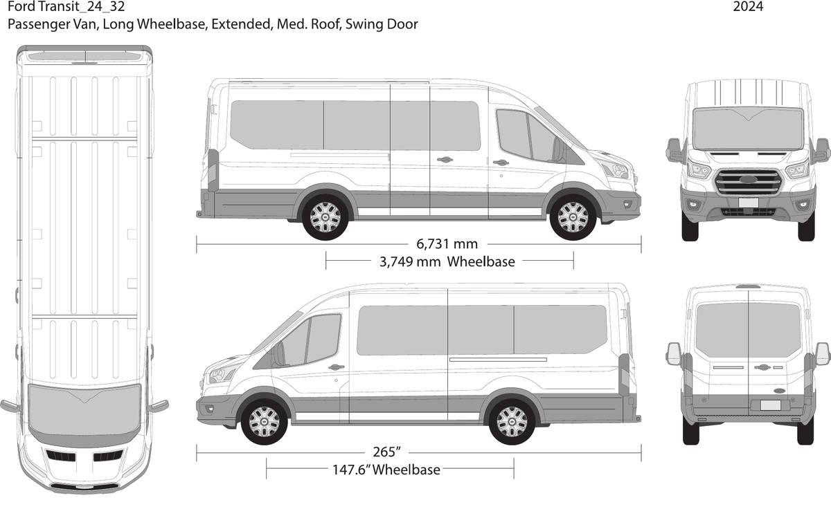 2024 Ford Transit Swing Doors vector wrap template V32, Design-Ready PDF - GravBase