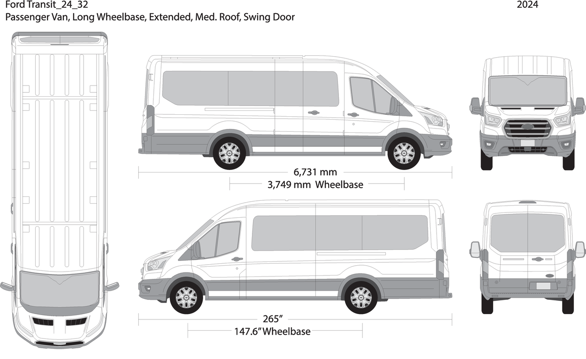 2024 Ford Transit Swing Doors V32 Vehicle Wrap Template