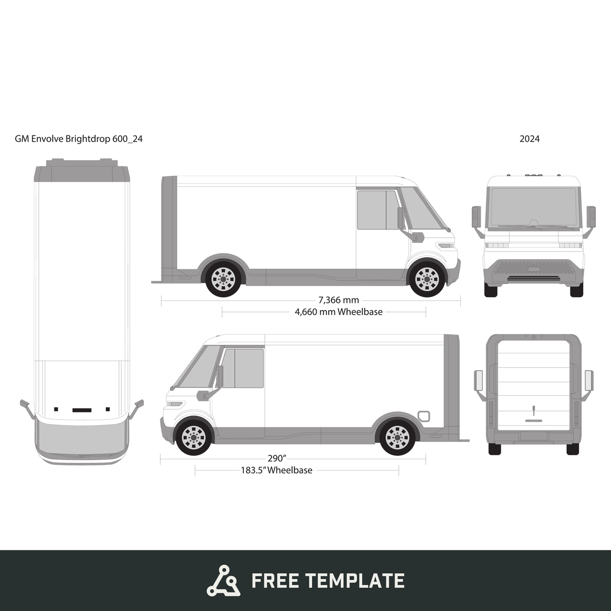 2024 GM Envolve Brightdrop 600 free vector vehicle wrap template - GravBase