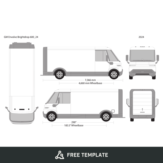 2024 GM Envolve Brightdrop 600 free vector vehicle wrap template - GravBase