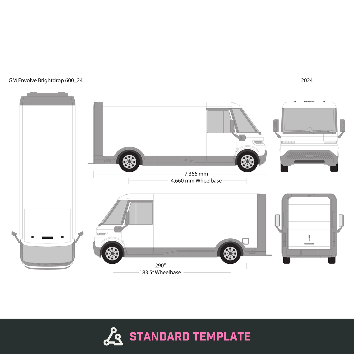 2024 GM Envolve Brightdrop 600 vector wrap template, Design-Ready PDF - GravBase
