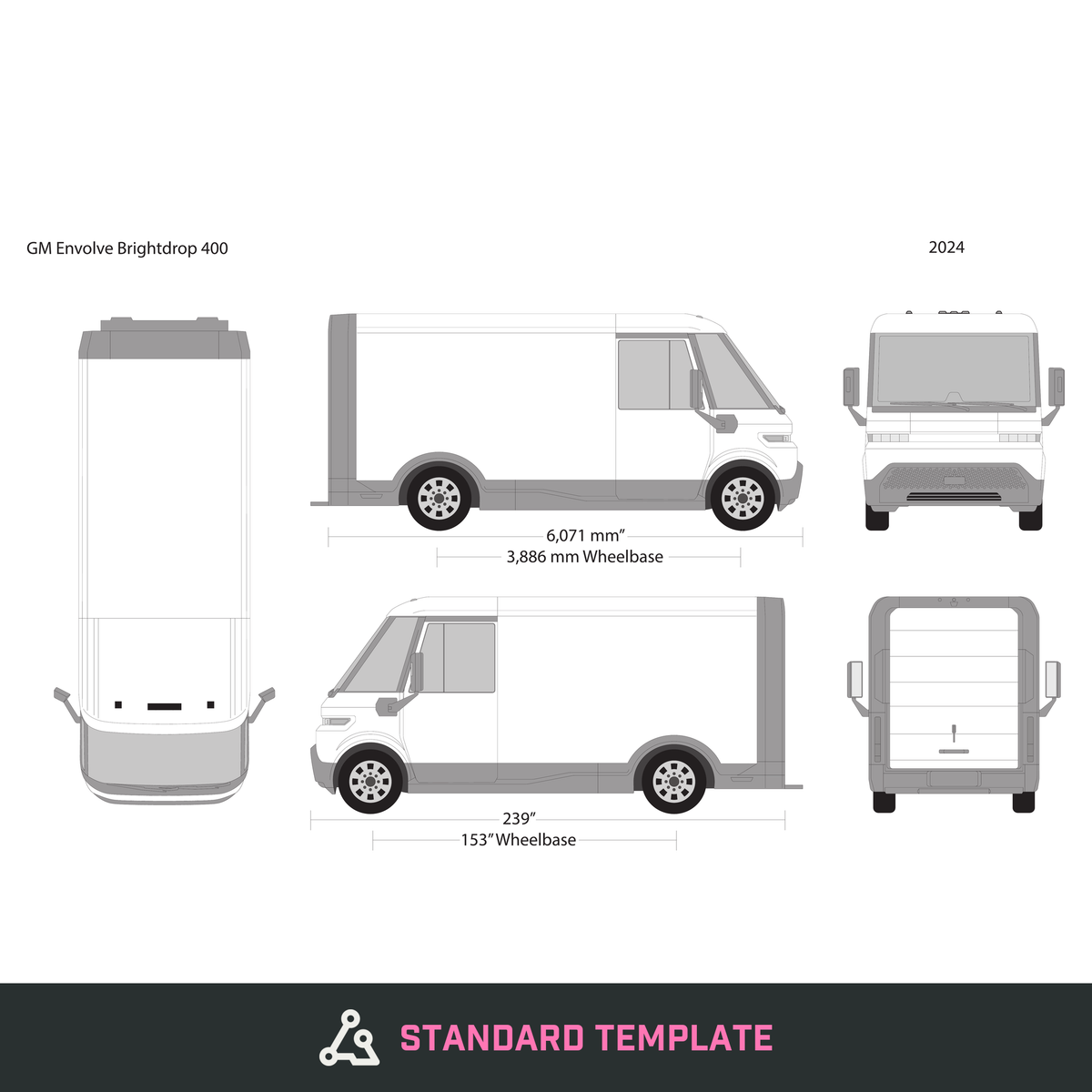2024 Gm Envolve Brightdrop vector wrap template, Design-Ready PDF - GravBase