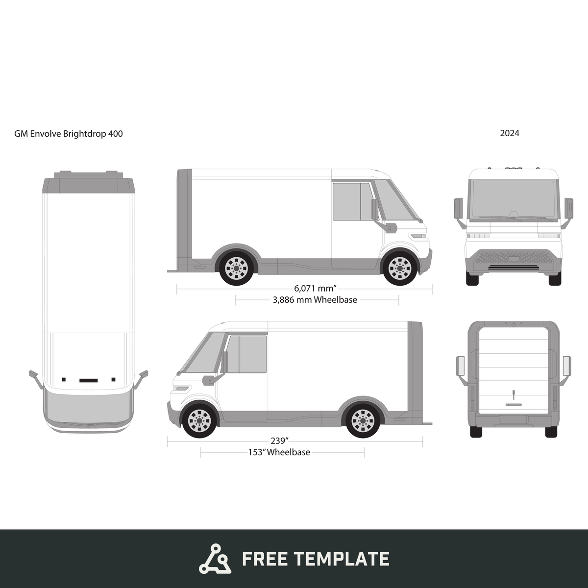 2024 Gm Envolve Brightdrop free vector vehicle wrap template - GravBase