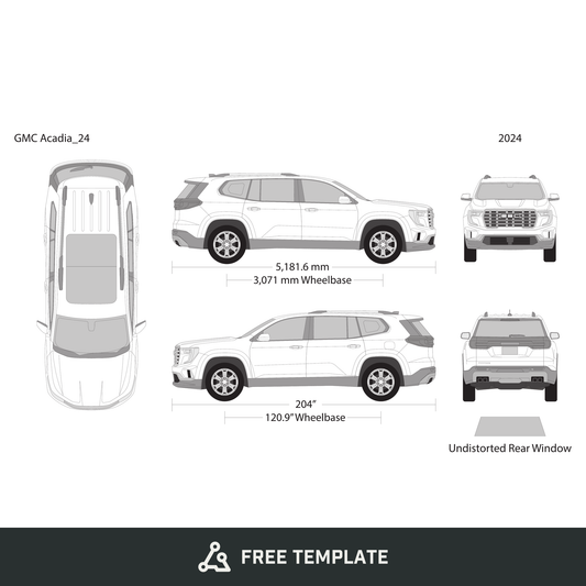 2024 GMC Acadia free vector vehicle wrap template - GravBase