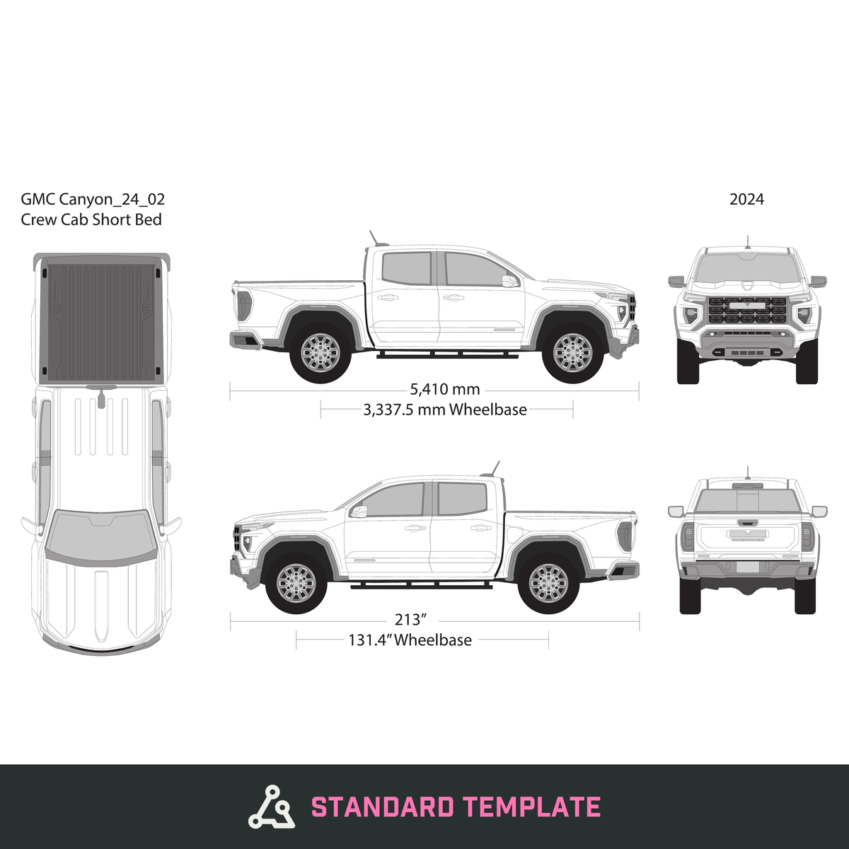 2024 GMC Canyon vector wrap template, Design-Ready PDF - GravBase