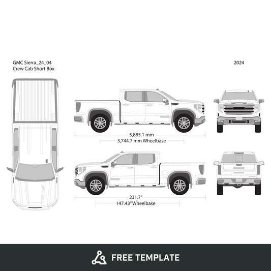 2024 GMC Sierra 1500 free vector vehicle wrap template - GravBase