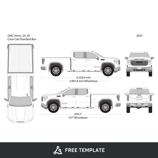2024 GMC Sierra 1500 free vector vehicle wrap template - GravBase