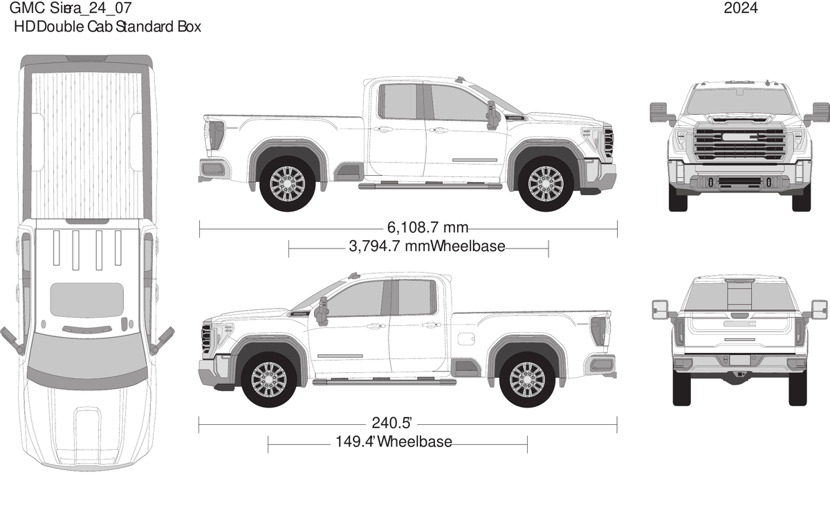 2024 GMC Sierra 2500-3500 HD vector wrap template V07, Design-Ready PDF - GravBase
