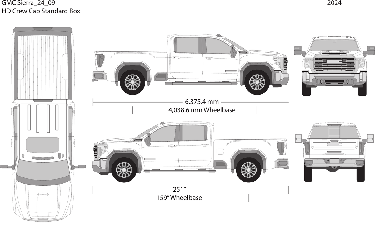 2024 GMC Sierra 2500-3500 HD vector wrap template V09, Design-Ready PDF - GravBase