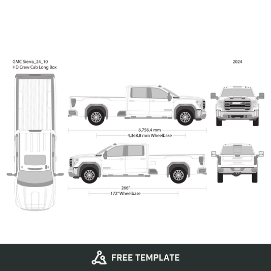 2024 GMC Sierra 2500-3500 HD free vector vehicle wrap template - GravBase