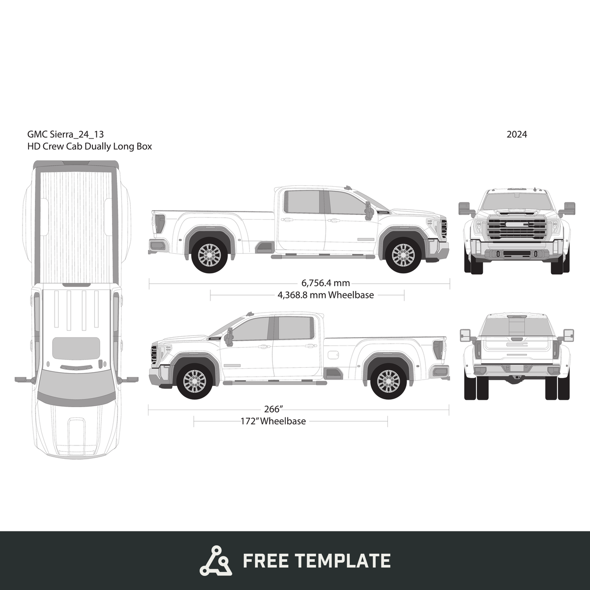 2024 GMC Sierra 2500-3500 HD free vector vehicle wrap template - GravBase
