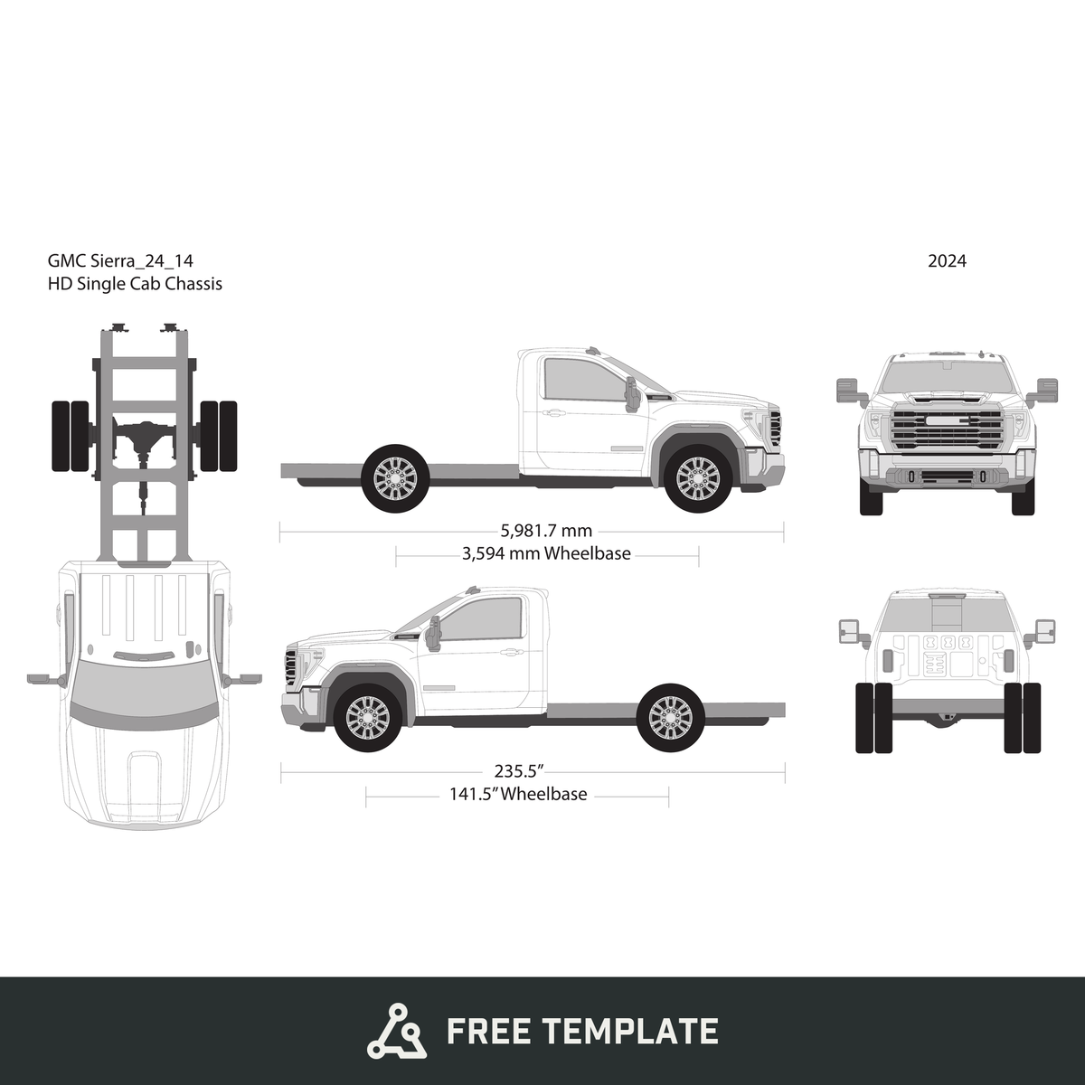 2024 GMC Sierra 2500-3500 HD free vector vehicle wrap template - GravBase