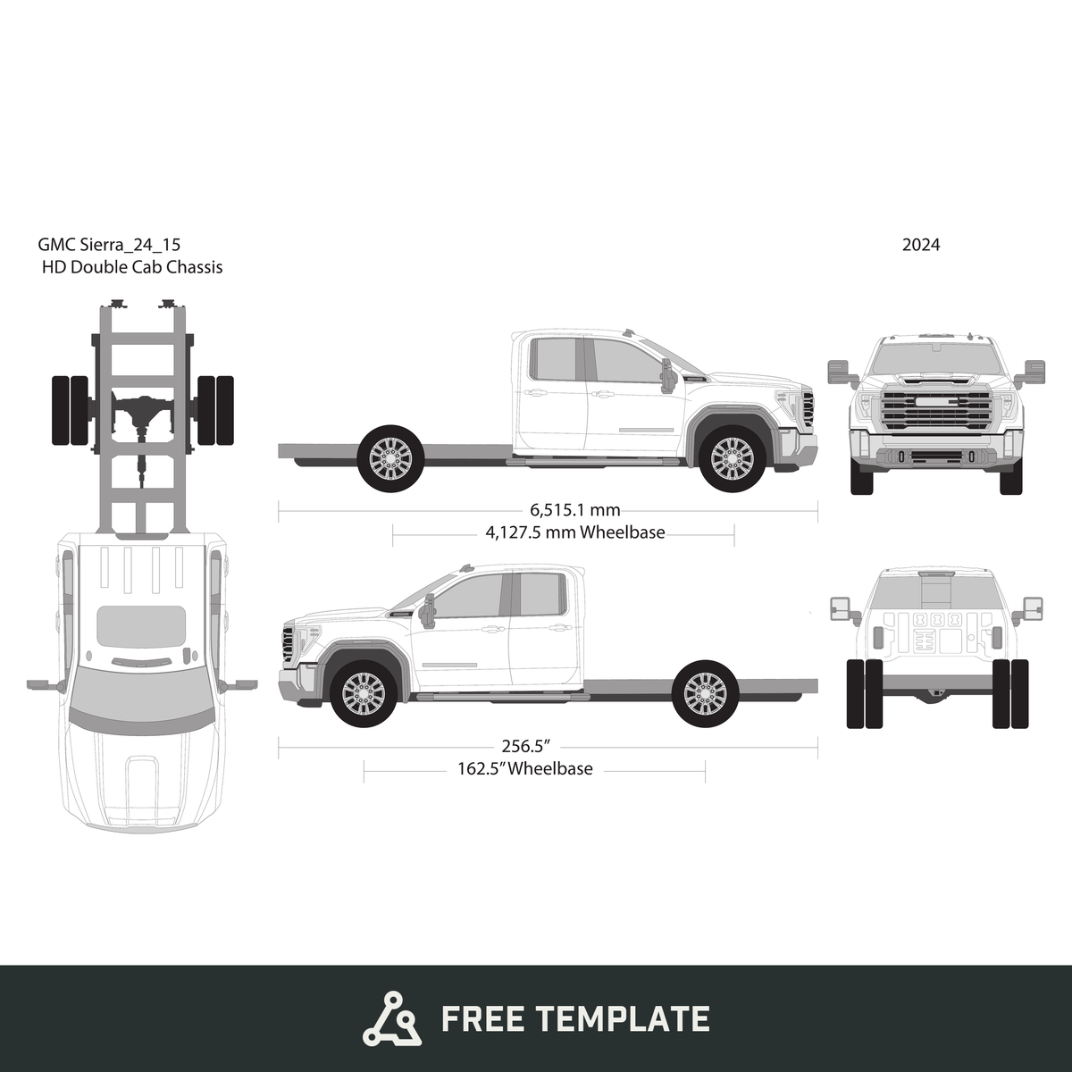 2024 GMC Sierra 2500-3500 HD free vector vehicle wrap template - GravBase