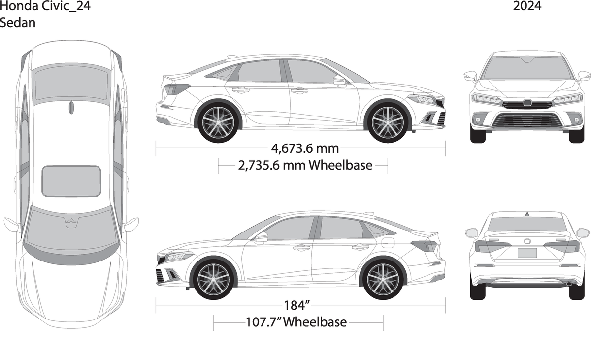 2024 Honda Civic Sedan V24 Vehicle Wrap Template