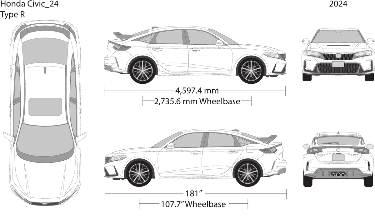 2024 Honda Civic Type R vector wrap template, Design-Ready PDF - GravBase
