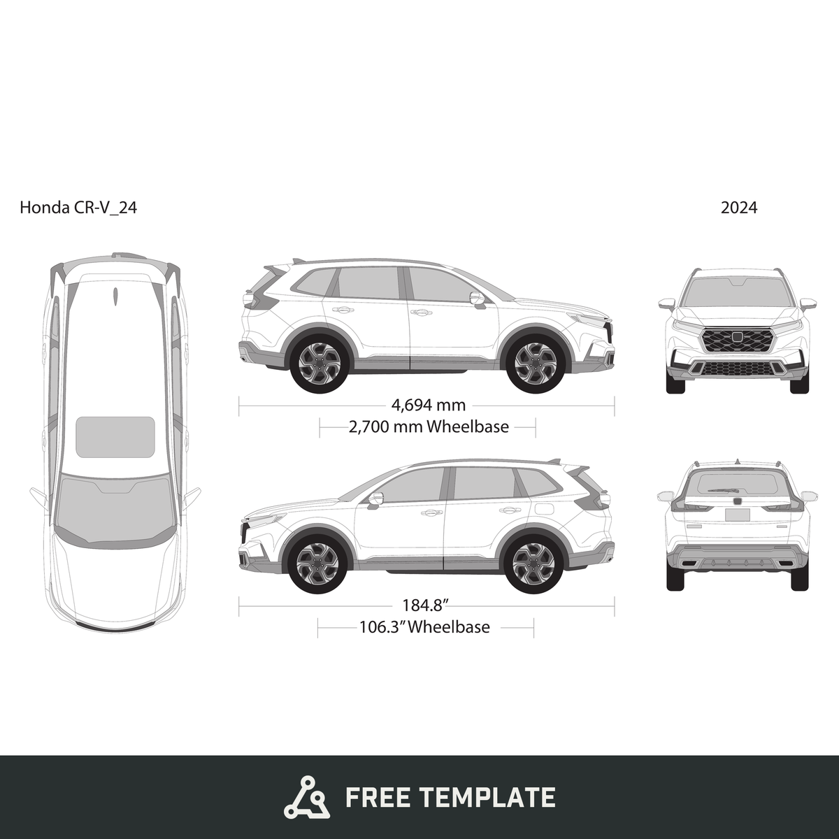 2024 Honda CR-V free vector vehicle wrap template - GravBase