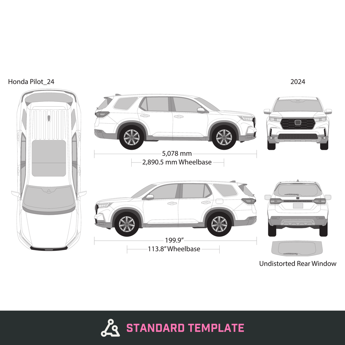 2024 Honda Pilot vector wrap template, Design-Ready PDF - GravBase