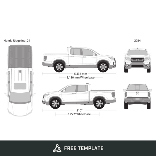2024 Honda Ridgeline free vector vehicle wrap template - GravBase