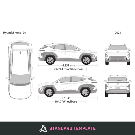 2024 Hyundai Kona vector wrap template, Design-Ready PDF - GravBase