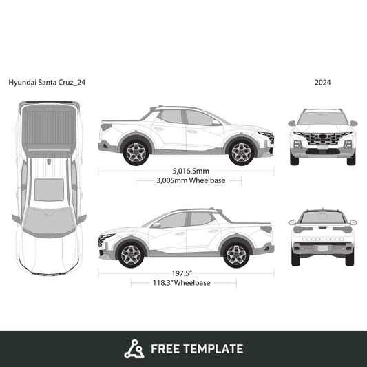 2024 Hyundai Santa Cruz free vector vehicle wrap template - GravBase