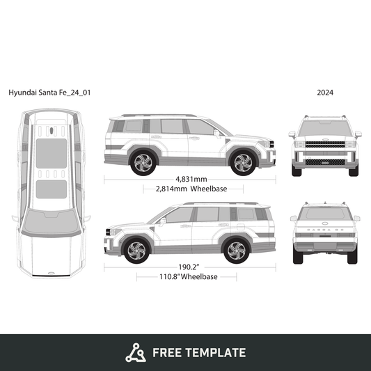 2024 Hyundai Santa Fe free vector vehicle wrap template - GravBase
