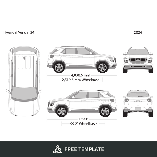 2024 Hyundai Venue free vector vehicle wrap template - GravBase