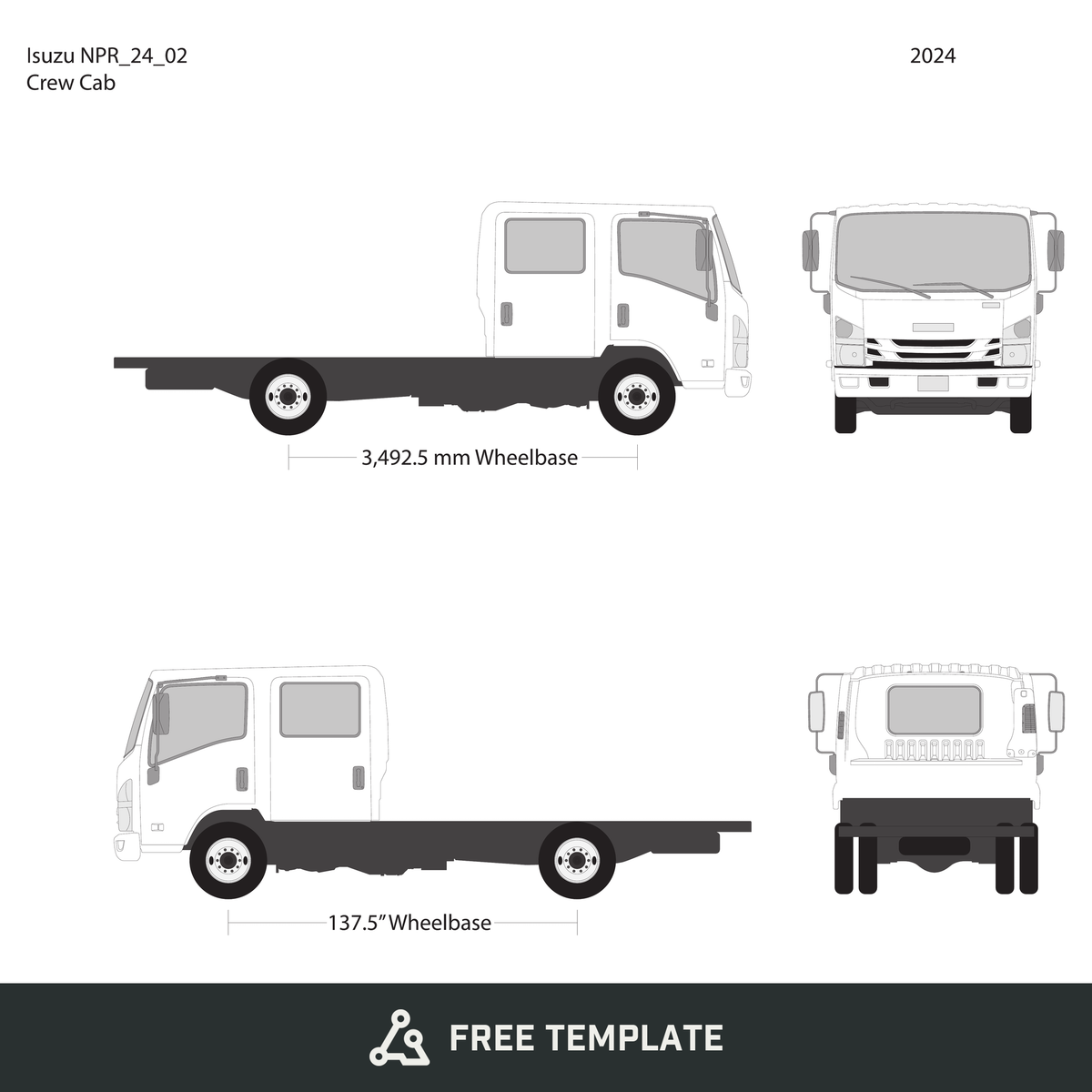 2024 Isuzu NPR free vector vehicle wrap template - GravBase