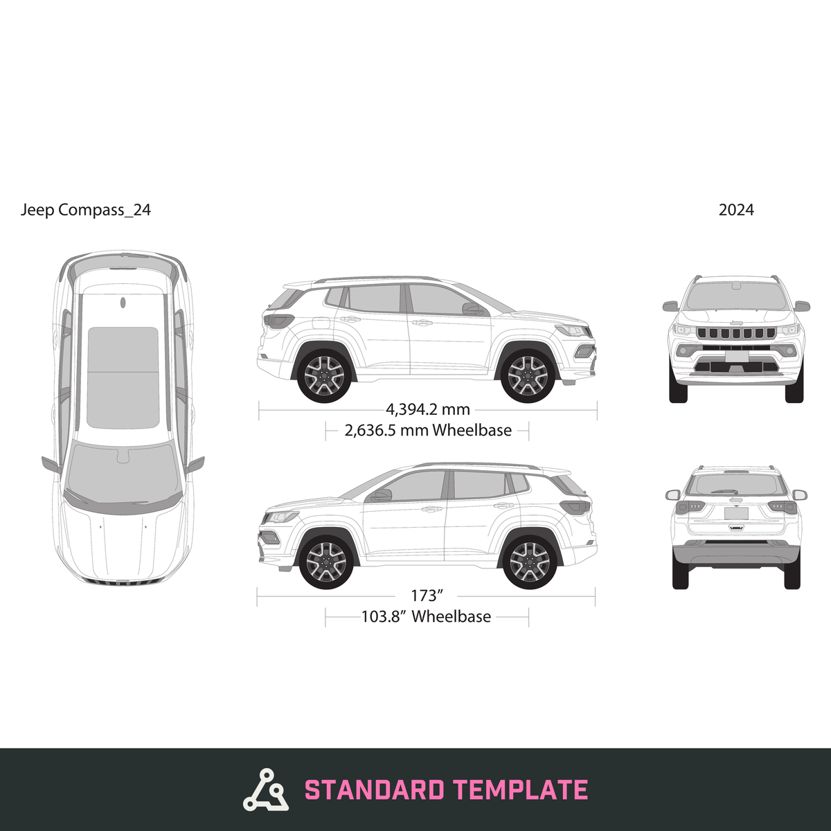 2024 Jeep Compass vector wrap template, Design-Ready PDF - GravBase