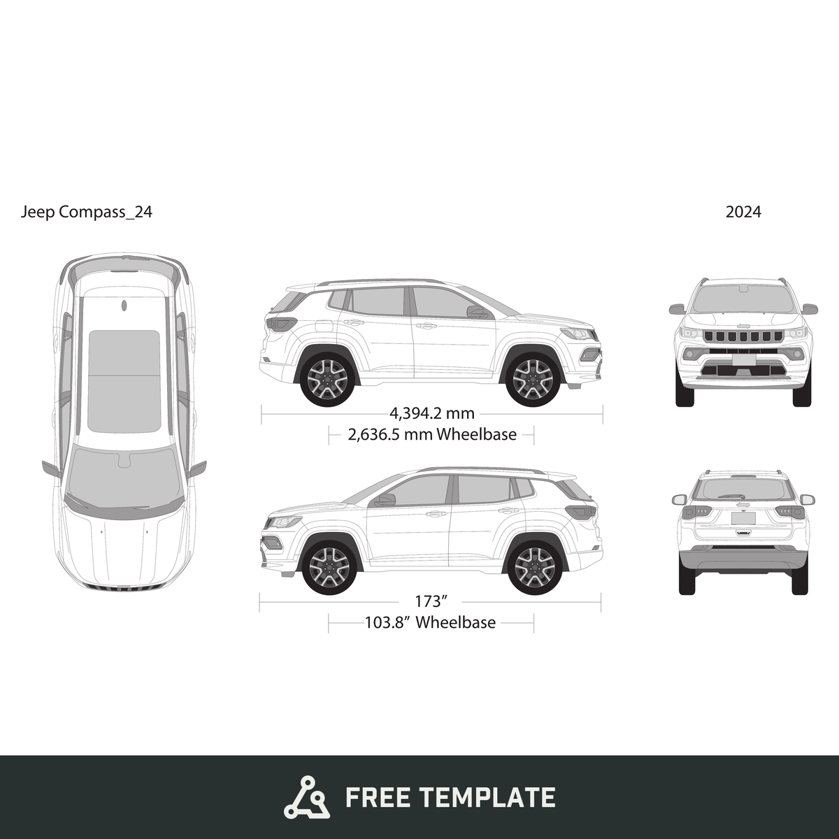 2024 Jeep Compass free vector vehicle wrap template - GravBase