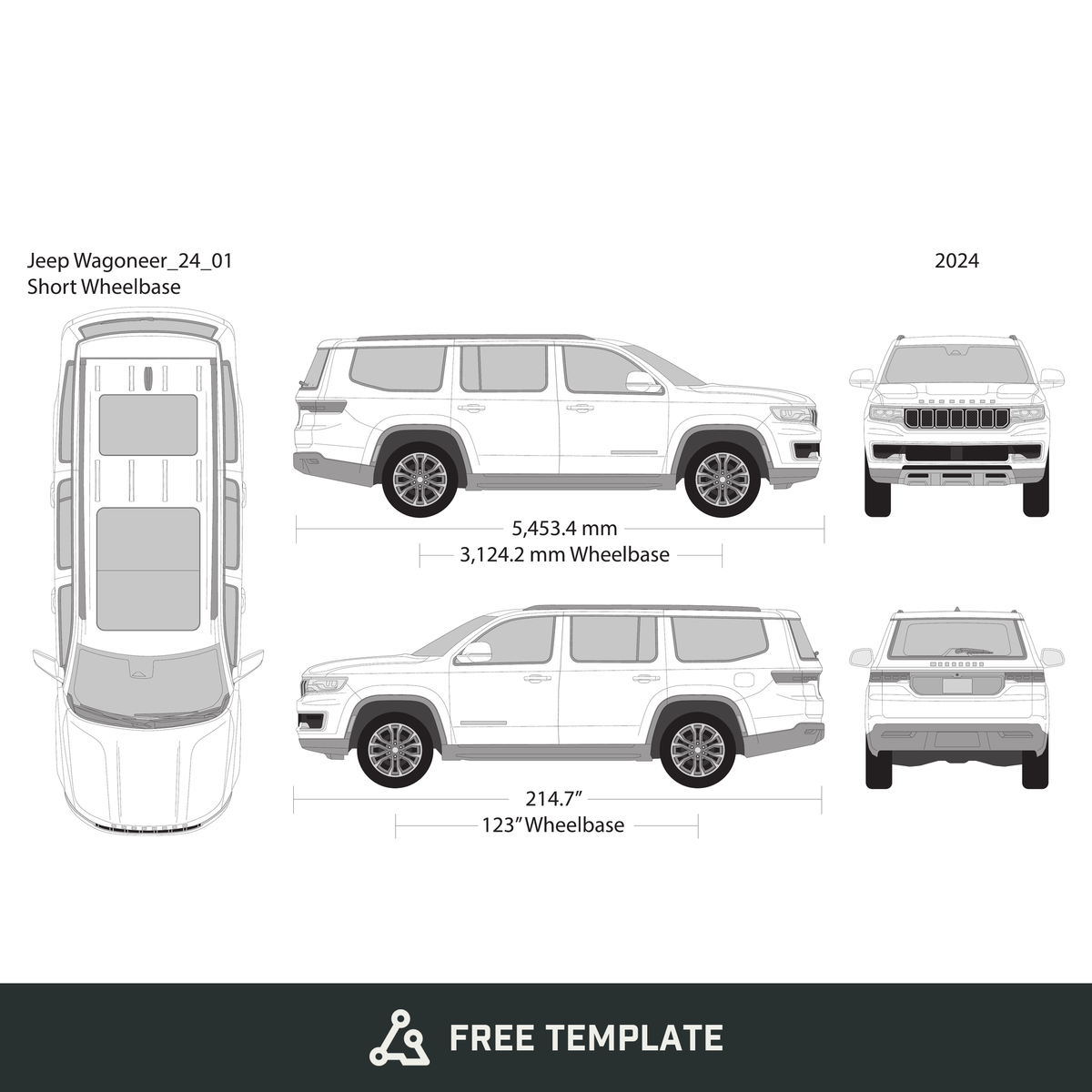2024 Jeep Wagoneer free vector vehicle wrap template - GravBase
