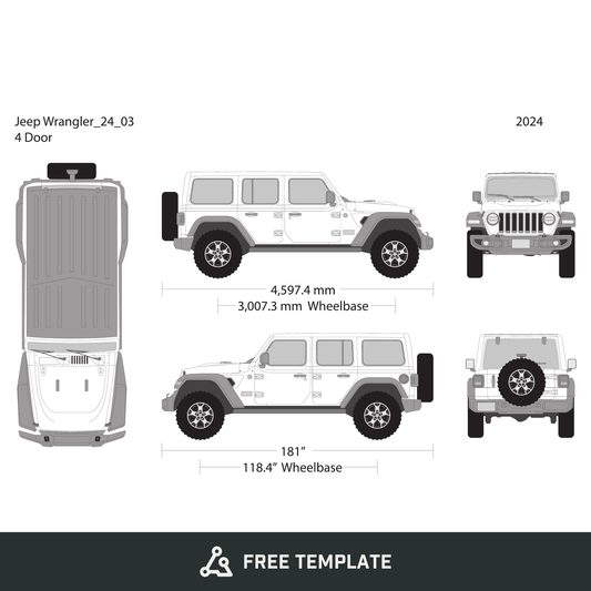 2024 Jeep Wrangler free vector vehicle wrap template - GravBase