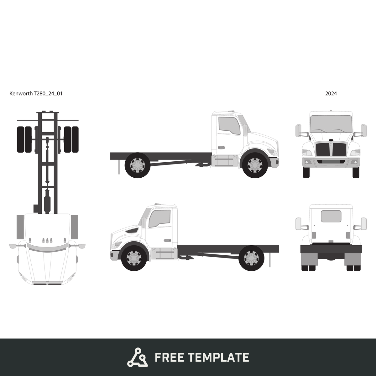 2024 Kenworth T280 free vector vehicle wrap template - GravBase